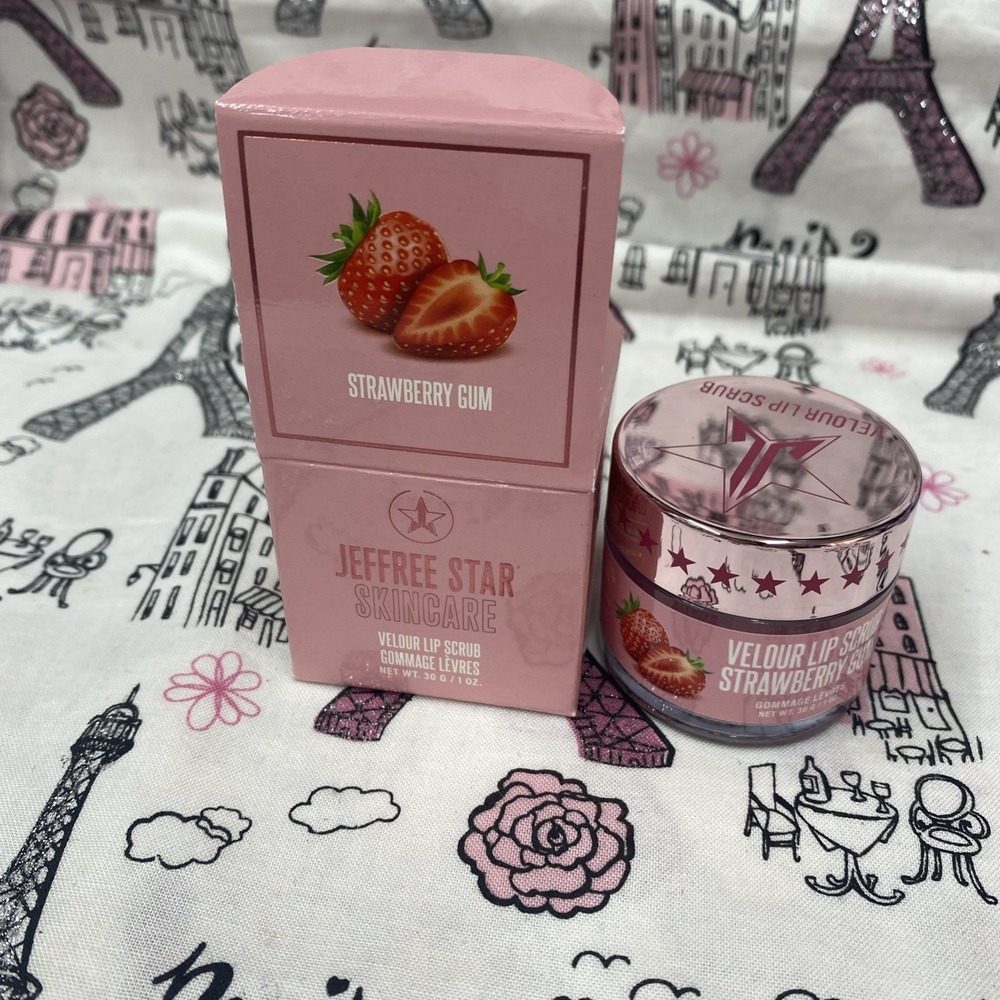 Jeffree Star Cosmetics Velour Lip Scrub in Strawberry Gum Full Size BNIB New